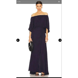 Women's A.L.C. Navy Off-Shoulder Maxi Dress Size 2